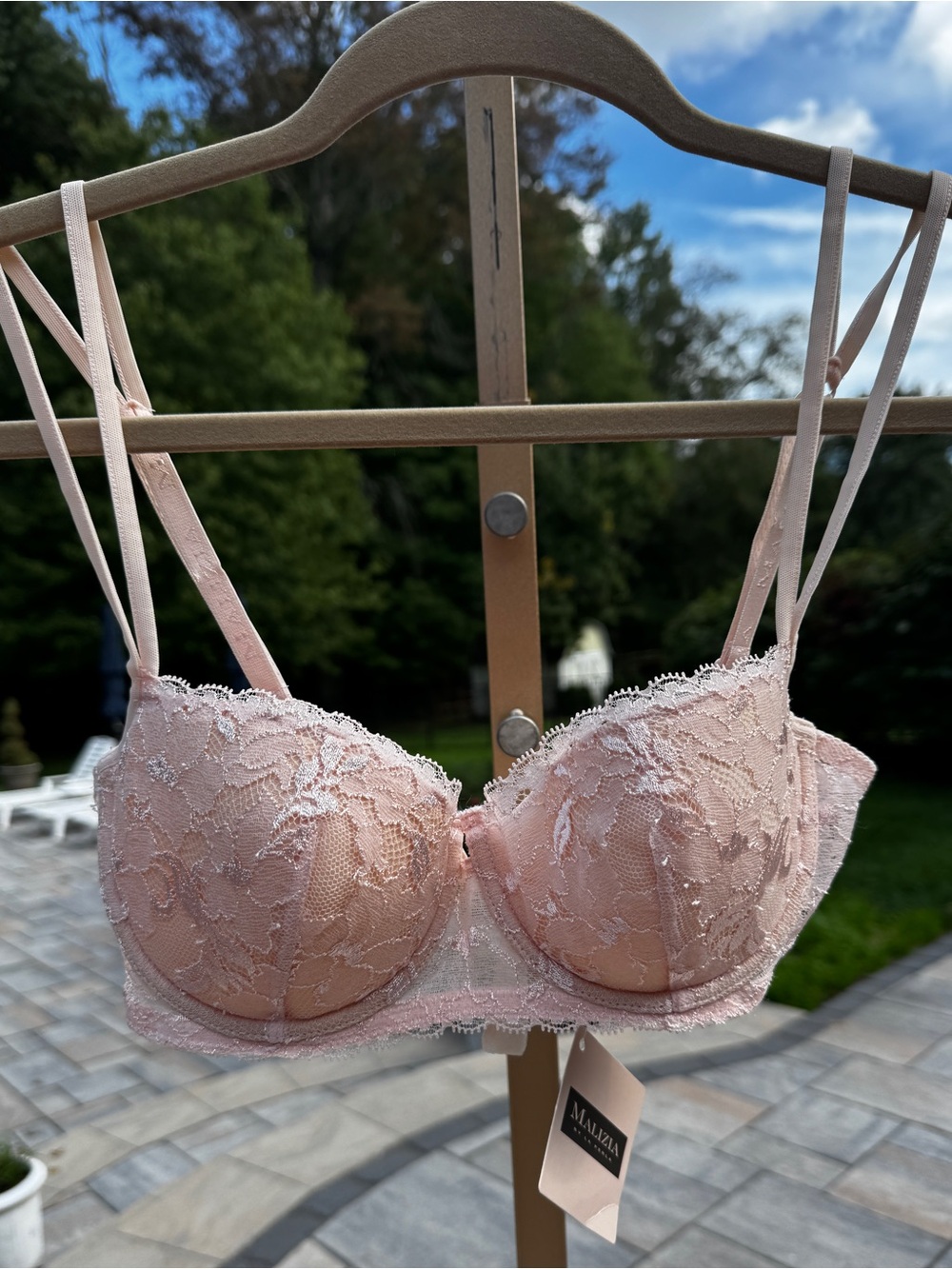 NWT Malizia by La Perla Bra 36B Pink Lace Underwire Italy Vintage Luxury new